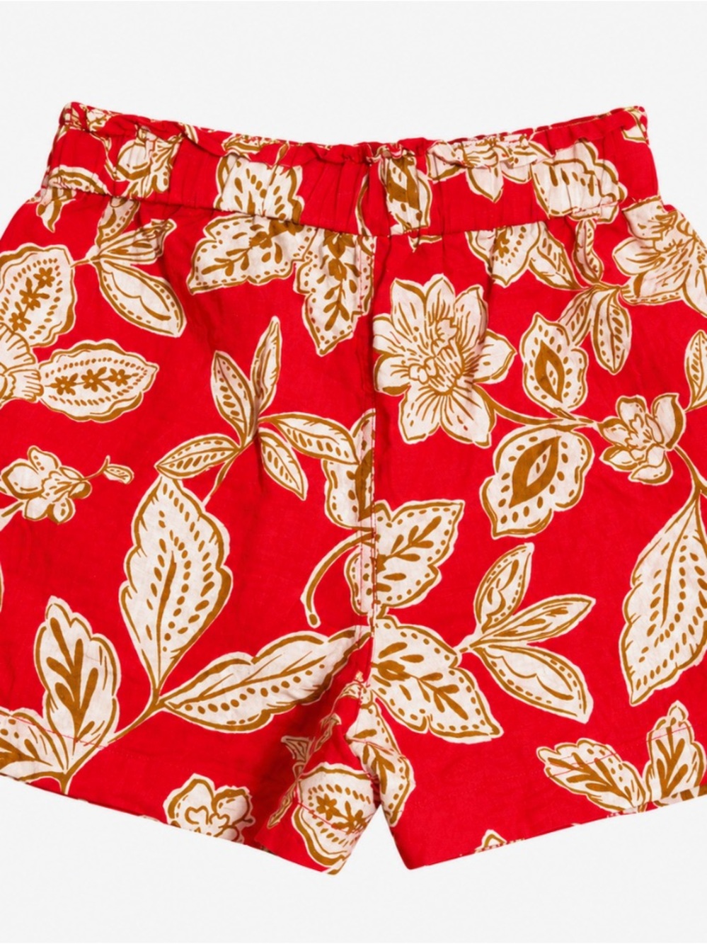 Red Floral Drawstring Bermuda Shorts - Picture 2 of 3